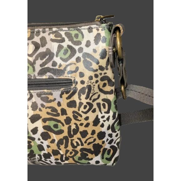 Sakroots Basic Crossbody Bag Coated Canvas Green Animal Print - Picture 3 of 6
